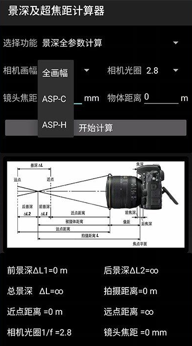 景深超焦距计算器 v